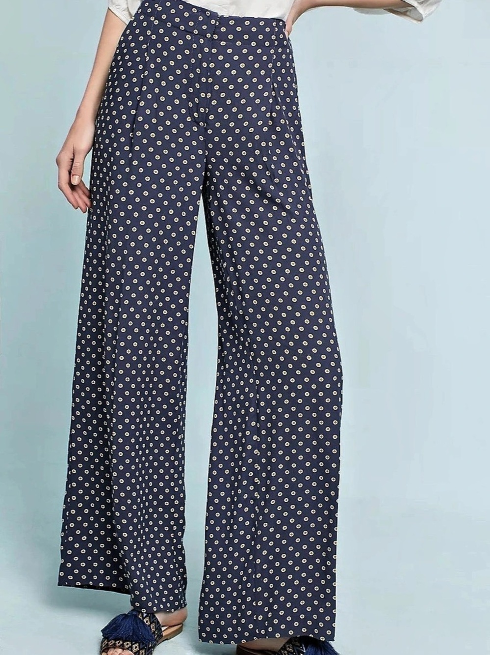 Anthropologie Solstice Printed Wide-Leg Trousers